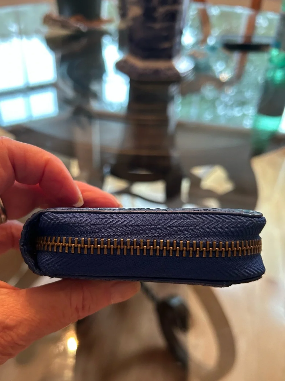 Jonathan Adler Embossed Blue Zip Wallet